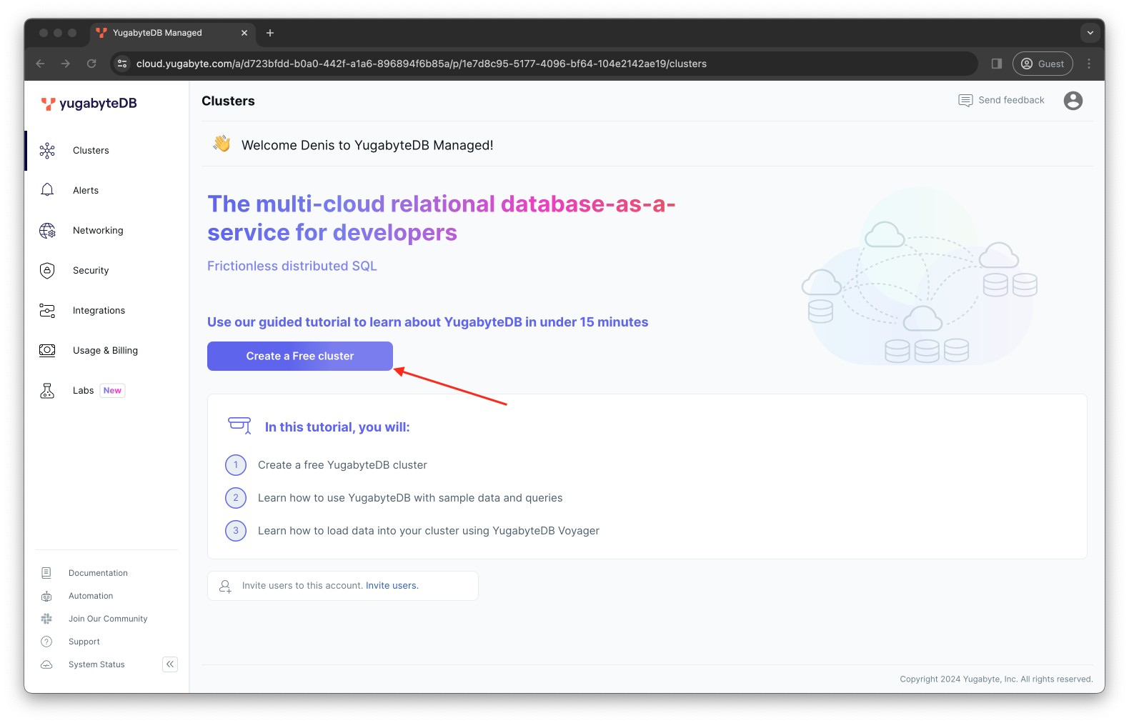 YugatebyDB Managed Create Cluster