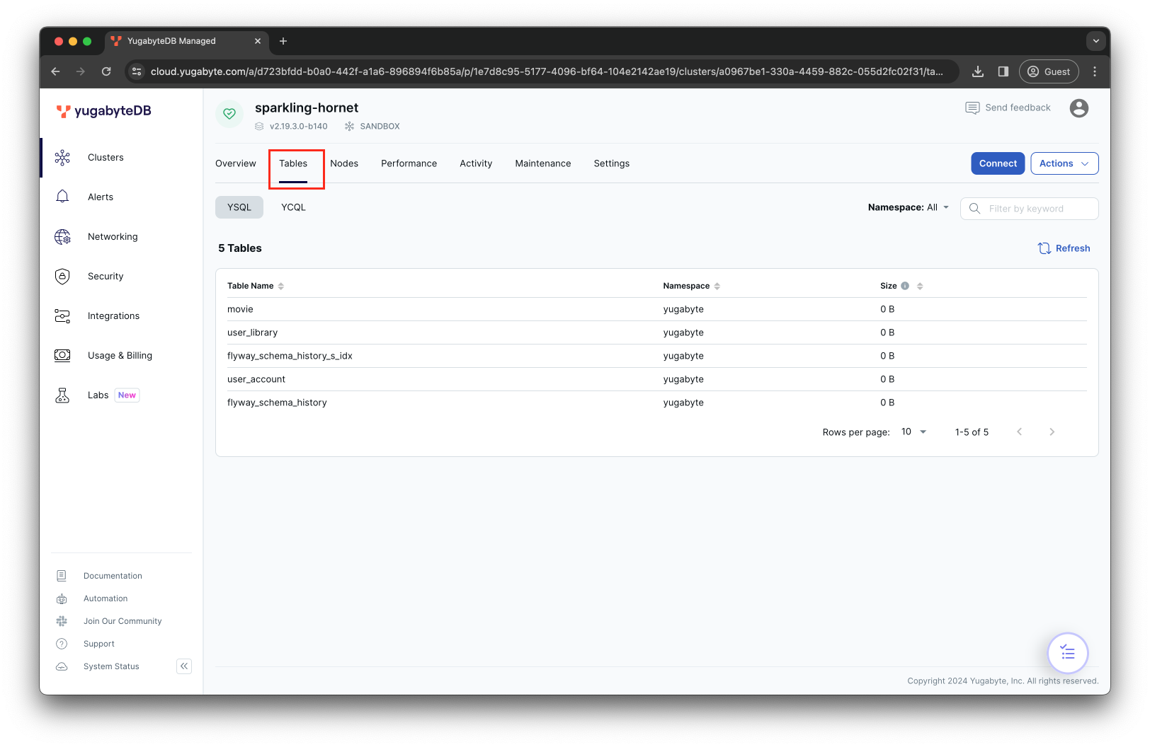 YugatebyDB Managed Tables